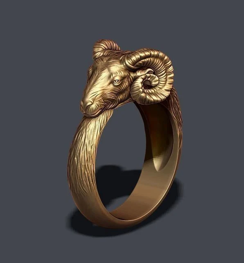 Ram Ring, Head Gold Ring Ii Gold Silver 10K 14K 18K 24K Platinum I Woraux Jewelry