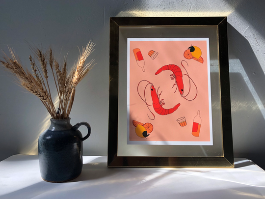 Appos Shrimp & Amber Wine 8x10 Inch Print