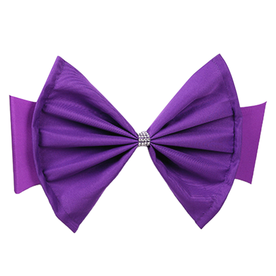 Sash Bow Elastic All Matched Blend Fabric Reception Event Universal Chair Cover Back Tie Wedding Supplies - purple