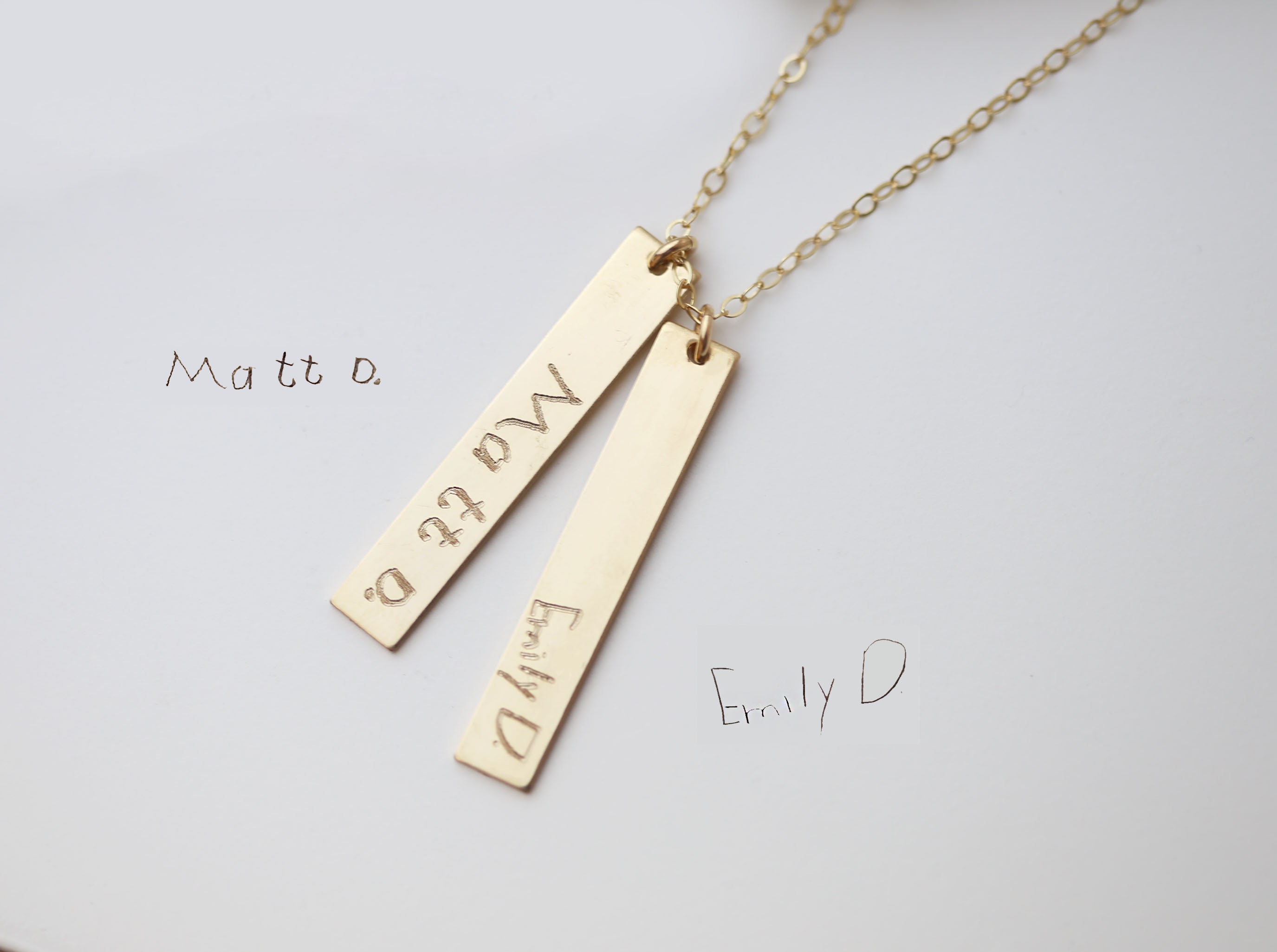Handwriting Bar Necklace // Custom Children Writing Mom Personalized Signature Mother's Day Gifts