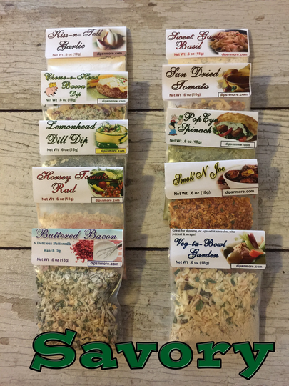 10 Savory Dip Mixes| Hand Blended Seasoning Mixes | Rubs Bbq Cooking Grilling Spices| Super Bowl Snacks Wedding Favors Mix