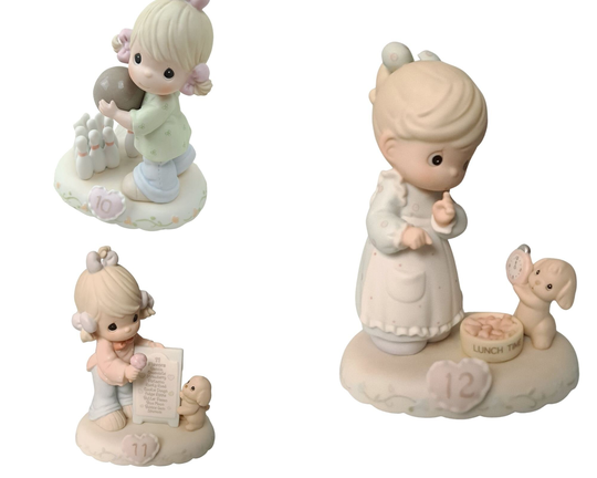 Precious Moments Blonde Girl Birthday Figurines, Age 10, 11, 12 Growing in Grace Collection, W/Box
