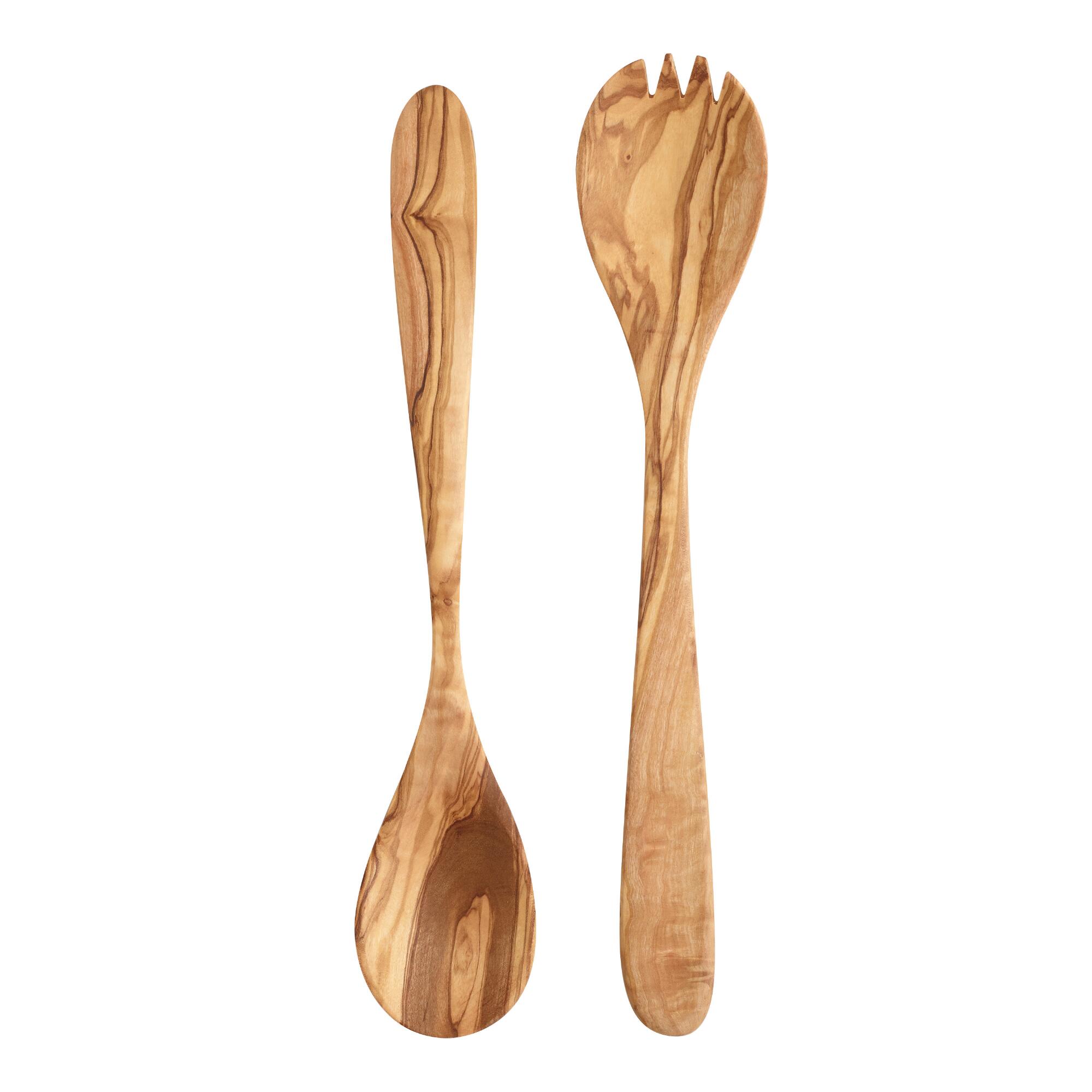 Olive Wood Salad Servers 2 Piece Set: Natural by World Market