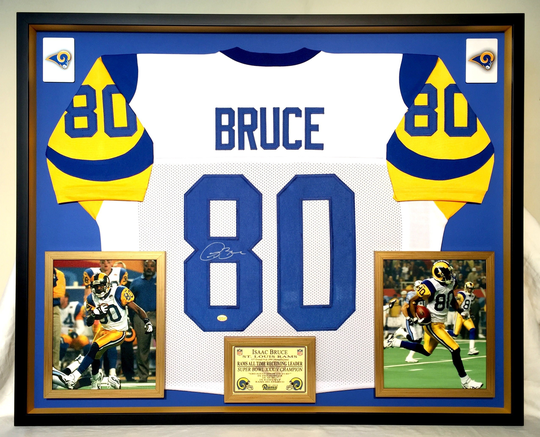 Premium Framed Isaac Bruce Autographed/Signed Rams Jersey - Gtsm Coa