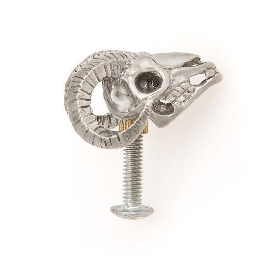 Metal Ram Skull Cabinet Knob Made in Nyc Blue Bayer Design