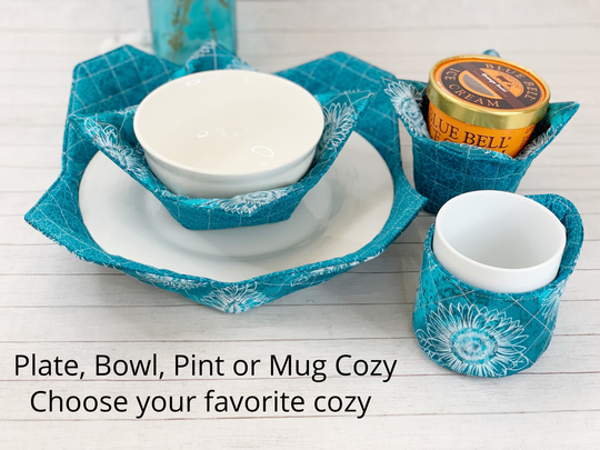 Teal Floral Microwave Cozy, Plate Holder, Soup Bowl Mug Ice Cream College Student Gift, First Apartment, Kitchen Hot Pad