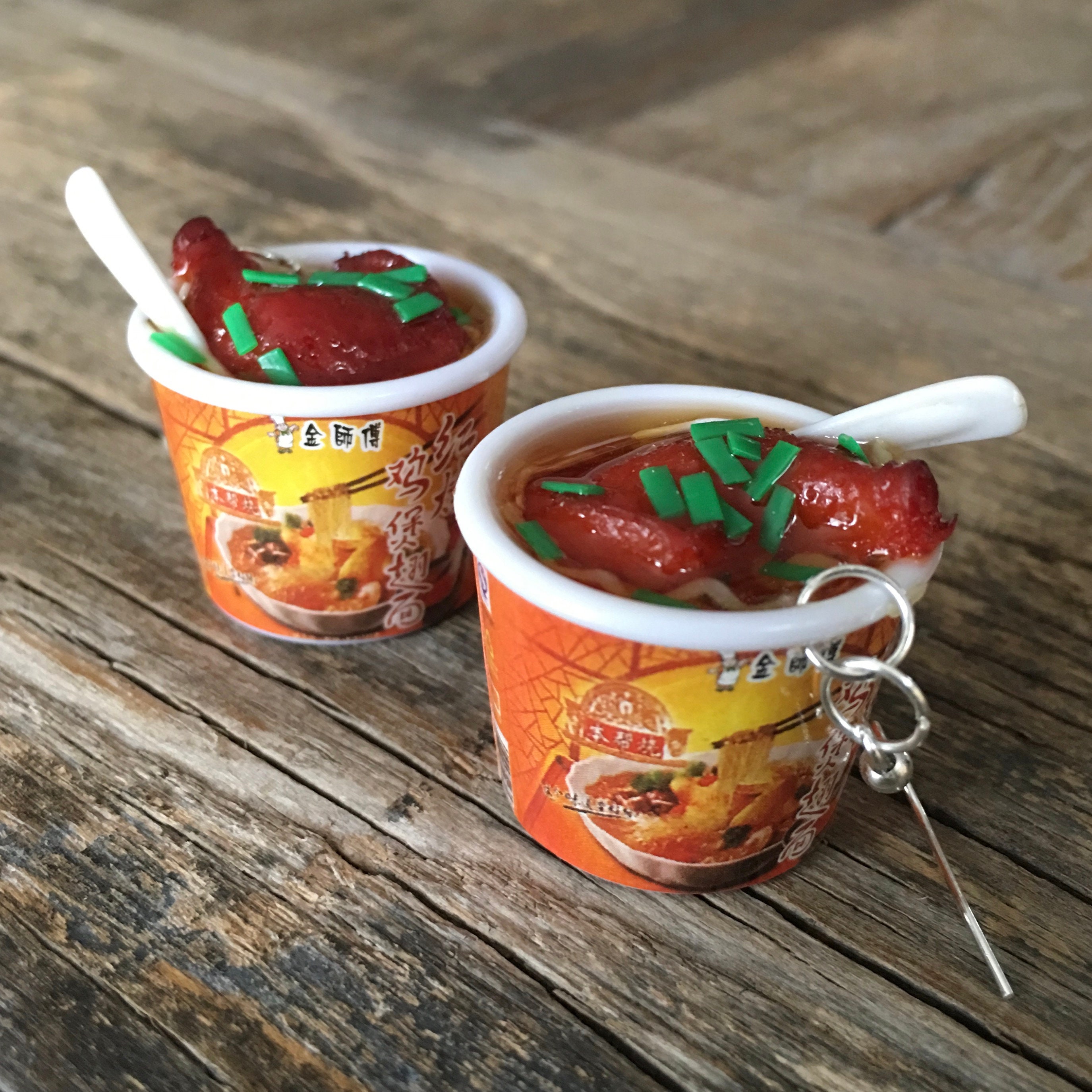Cup Of Ramen Instant Noodle Hook Style Earrings