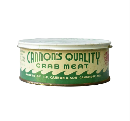 Vintage Crab Meat Can Cannon's Quality Brand Tin Cambridge Maryland - Half Pound Size