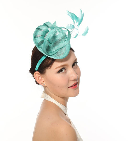 Loop Fascinator Hat For Weddings, Church Tea Party Turquoise