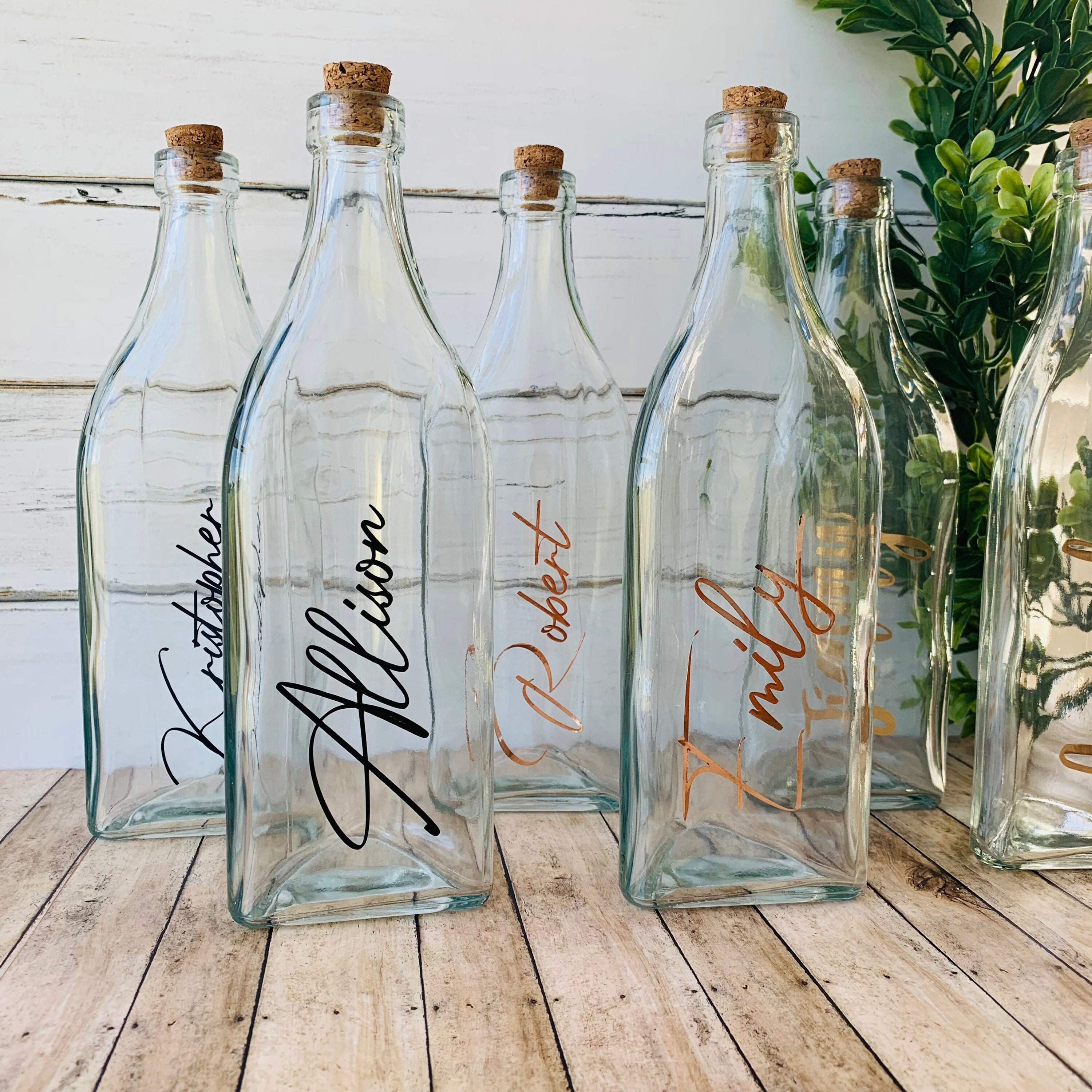Glass Bottle Triangular/Blended Family Sand Ceremony Pouring With Cork Large