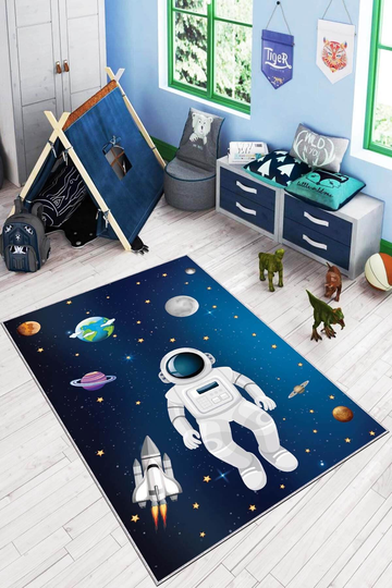 Astronaut Nursery Rug, Space Art Kids, Kids Room Decor, Play Mat, Floor Game Washable Gift For