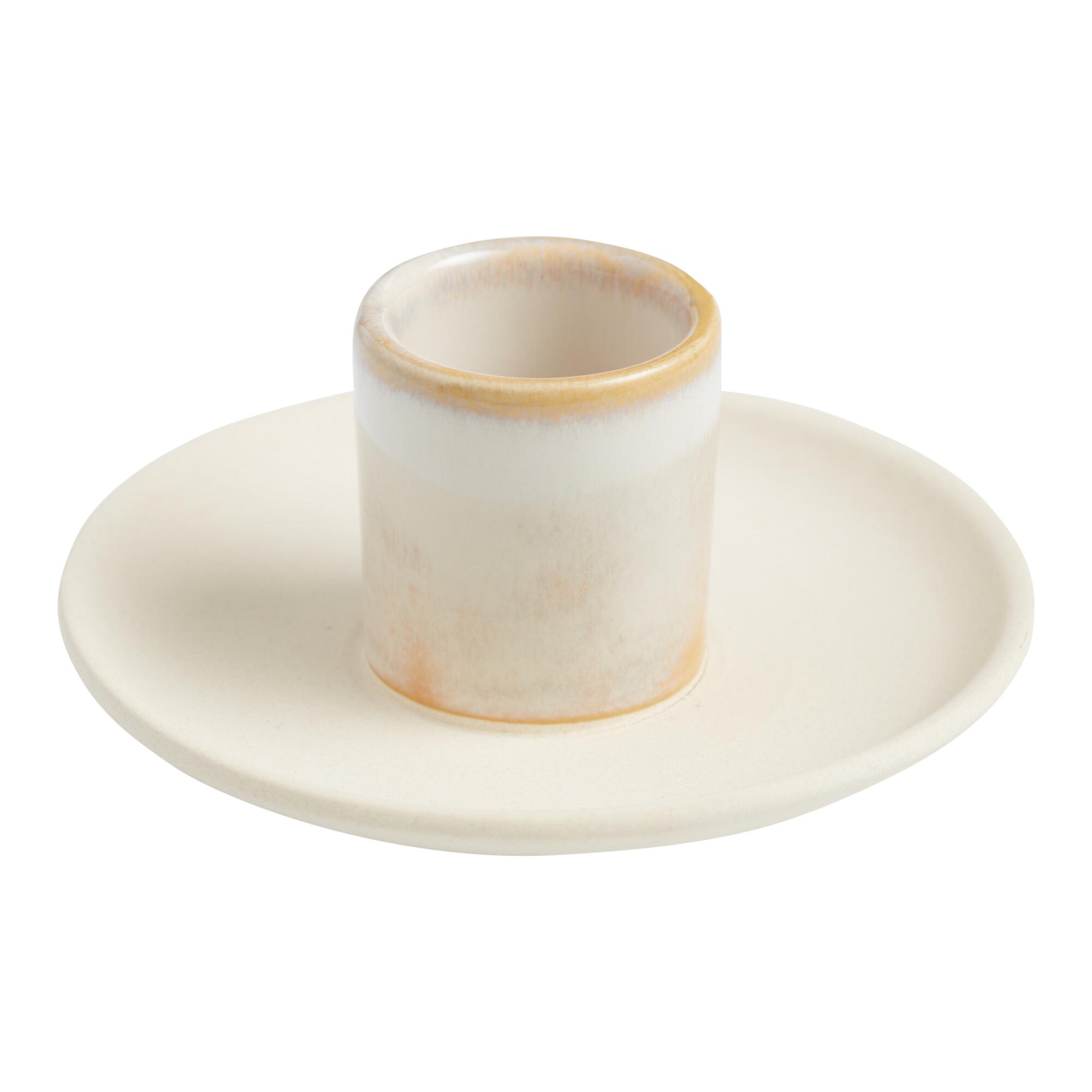 Ivory Reactive Glaze Saucer Match Striker: Natural - Ceramic by World Market