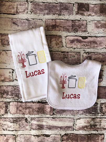 Personalized Crawfish Boil Bib, First Boil, Bib