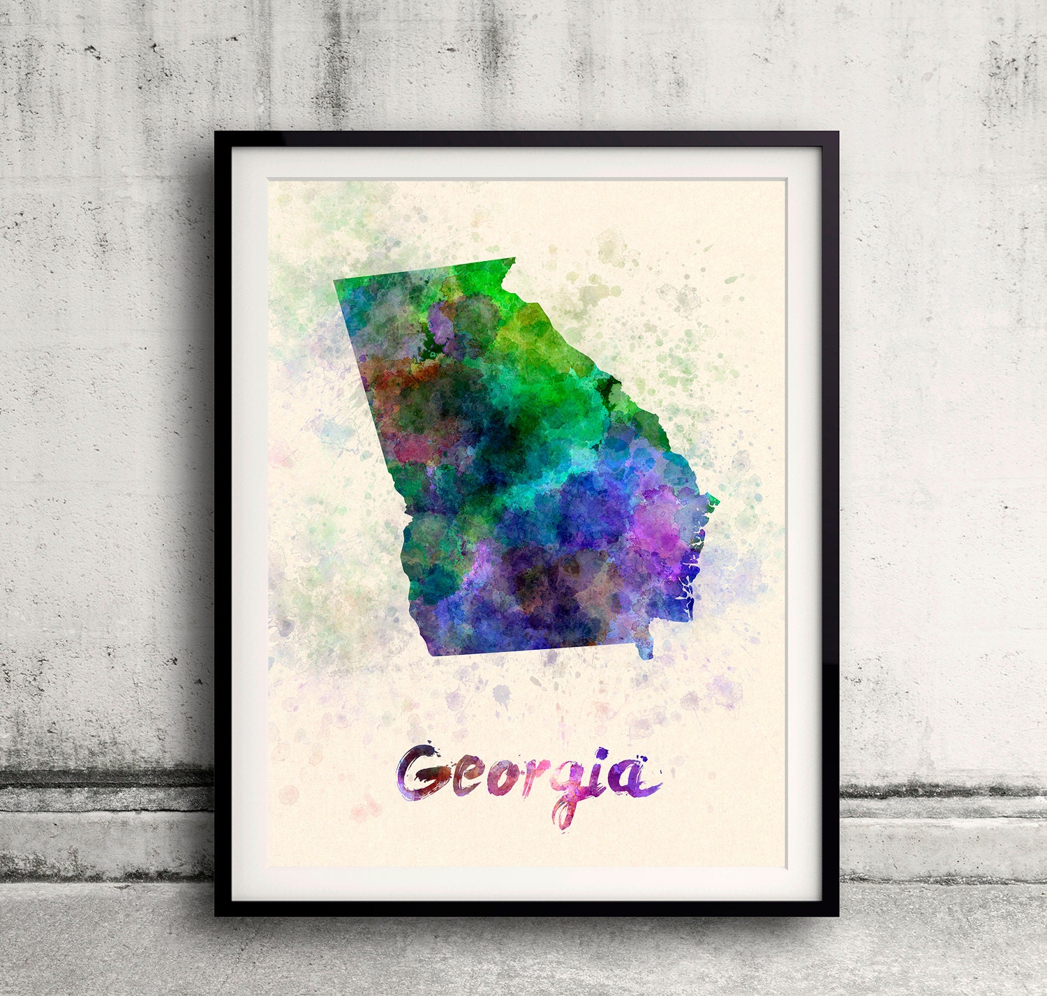 Georgia Us State in Watercolor Background 8x10 In. To 12x16 Poster Digital Wall Art Illustration Print Art Decorative - Sku 0398