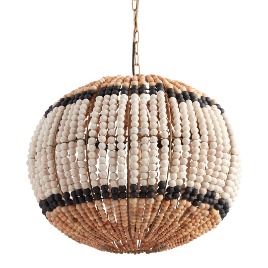 Black and White Stripe Wood Bead Luca Pendant Lamp: Black/White/Natural by World Market
