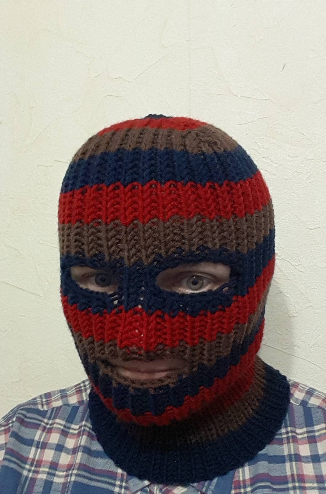 Hand Knit Winter Sport Wool Blend Balaclava Face Mask , Hat , Helmet , Ski Motobyke