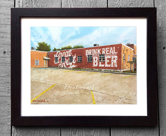 Great Raft Brewing, Shreveport Art, Framed & Matted Prints | Two Sizes Signed Numbered