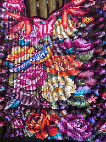 Vintage Huipil From Chichi Beautiful Hand Weaved.flowers & Birds Designs