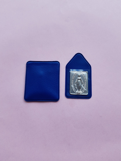 Religious Vintage Silver Plated Catholic Relic Reliquary Booklet Shrine Tile Case Travel Plaque Of Saint Mary, Miraculous Mary