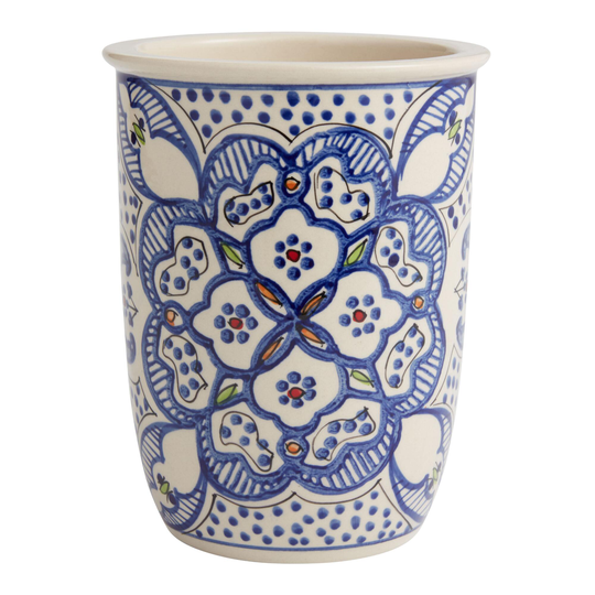 White and Blue Ceramic Tunis Utensil Holder by World Market