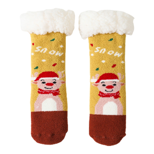 1 Pair Attractive Infant Socks Easy Wear Blend Fabric Anti-slip Bottom Cartoon Floor Socks for Home - yellow