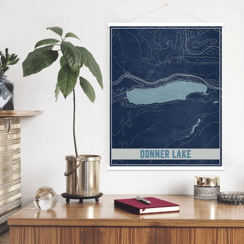 Donner Lake California Map Print | Magnetic Poster Frame Printed Marketplace