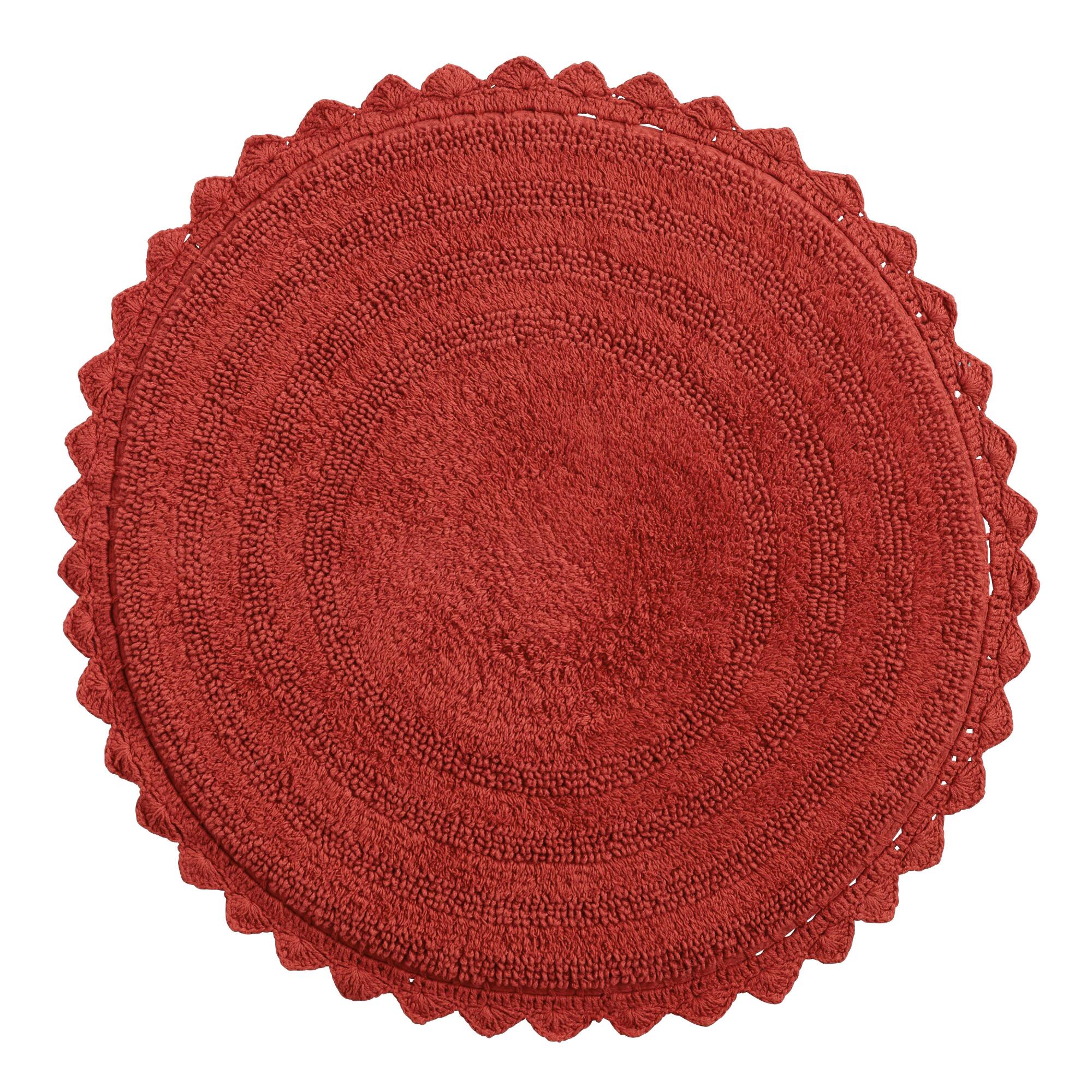 Round Coral Cotton Bath Mat by World Market