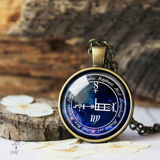 Sigil Of Archangel Saint St Raphael, Christian Medallion, Protection Talisman Seal Amulet Gift For Him, Mens Necklace
