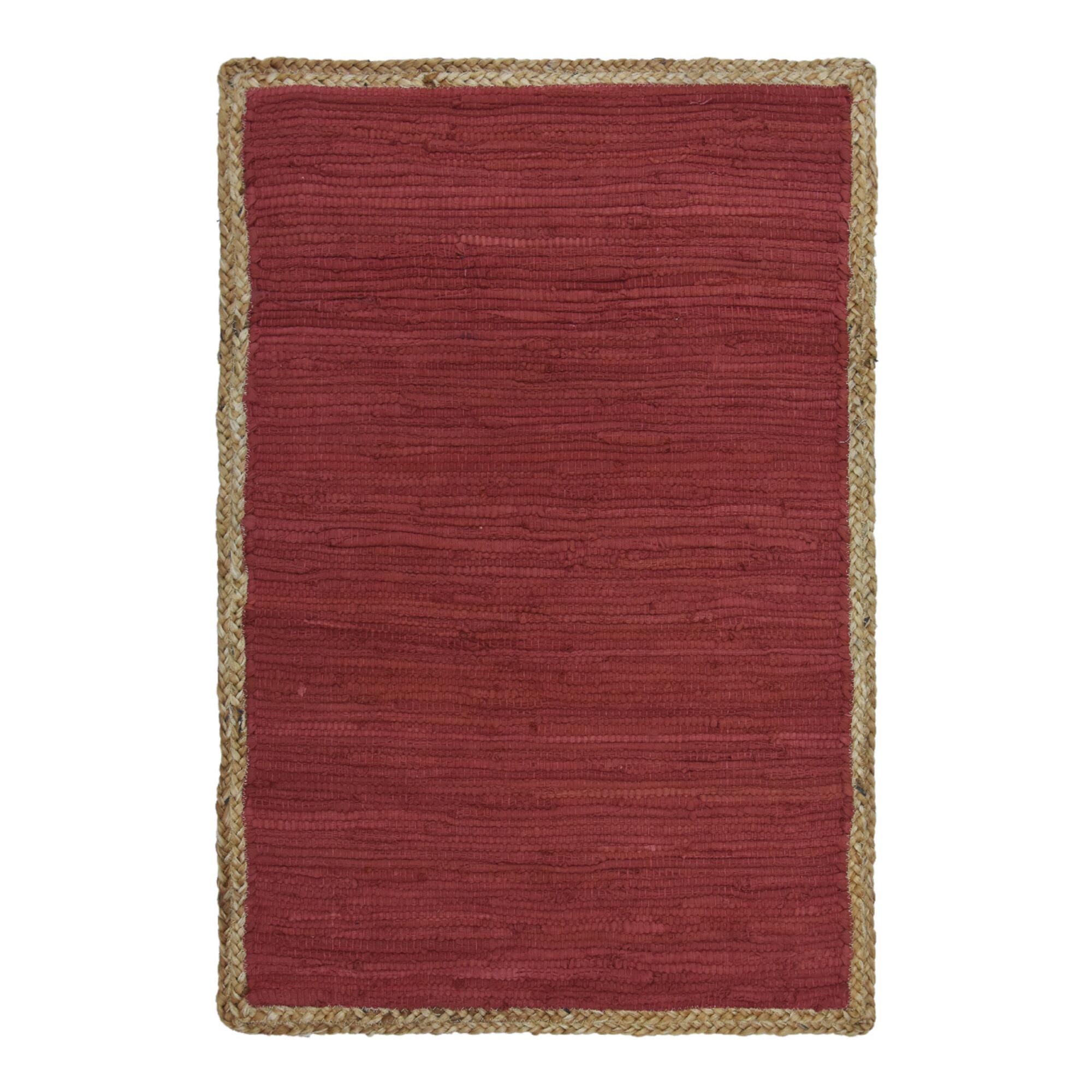 Jute Border Cotton Chindi Area Rug: Gold - 2' x 3' by World Market