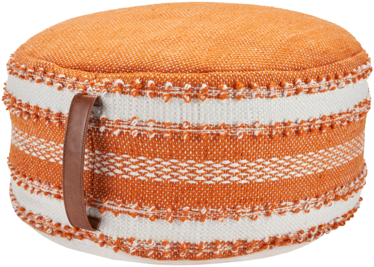 Mina Victory Casual Orange Polyester/Polyester Blend Pouf Ottoman | 798019086060