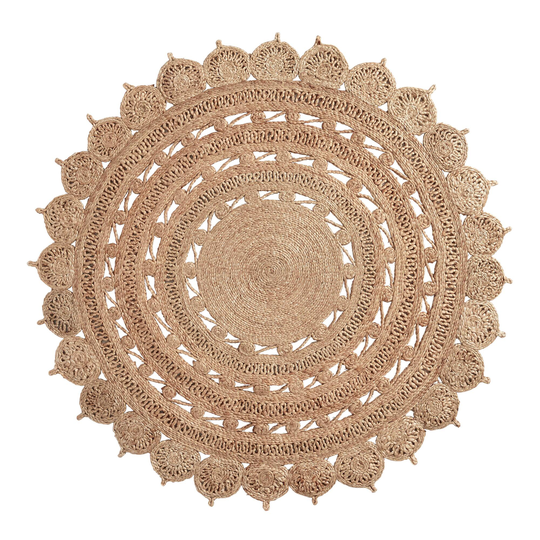 Round Woven Medallion Jute Area Rug: Natural by World Market