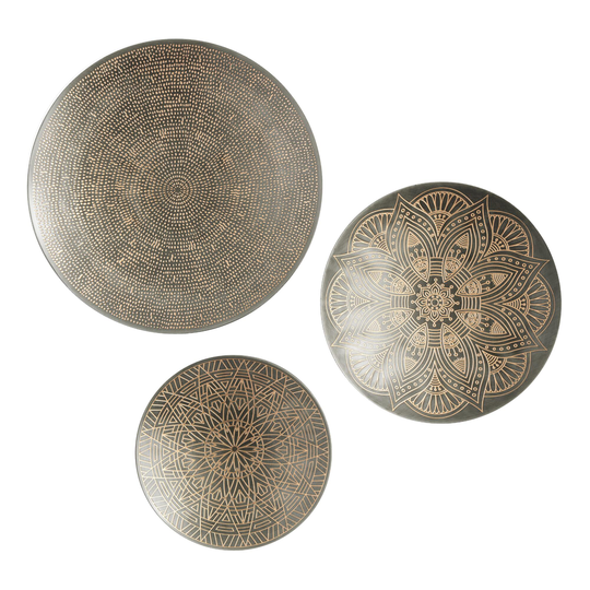 Zinc And Gold Metal Etched Disc Wall Decor 3 Piece - Small by World Market