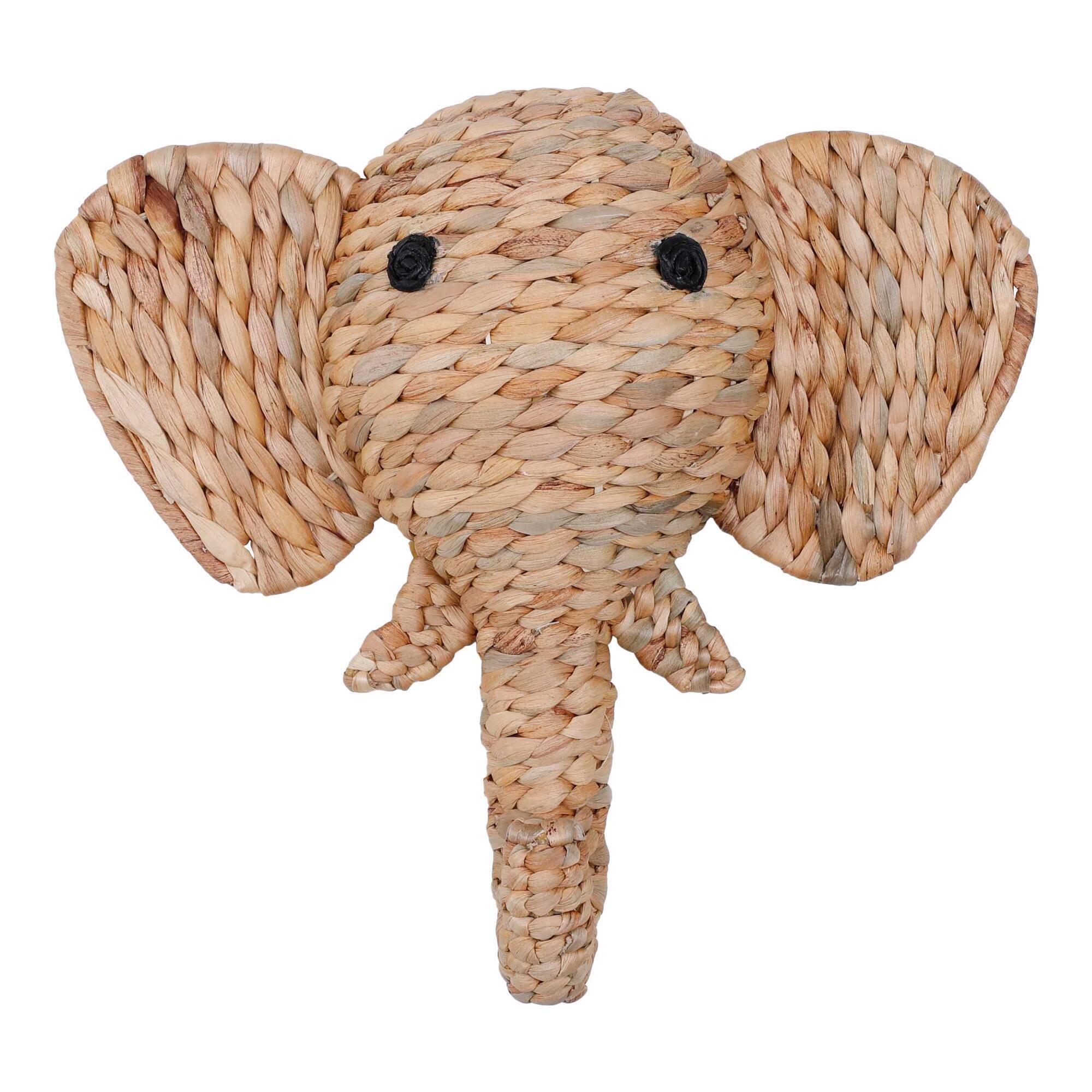 Woven Hyacinth Elephant Head Wall Decor: Natural - Water Hyacinth by World Market