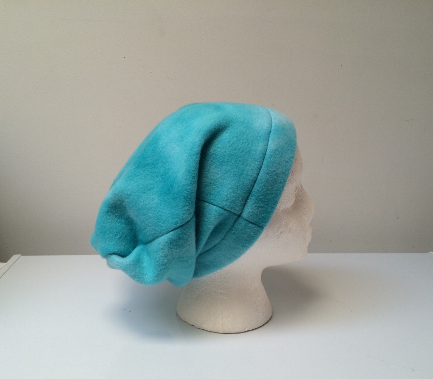 Fleece Slouchy Beanie Blended Turquoise Winter Beanie, Hat, Hipster