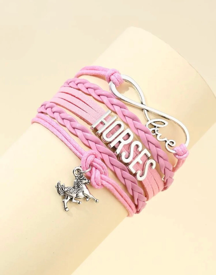 I Love Horses Bracelet in Pink, Horse Lover Bracelet, Little Girls Jewelry, Gift For Girl That Loves Horses