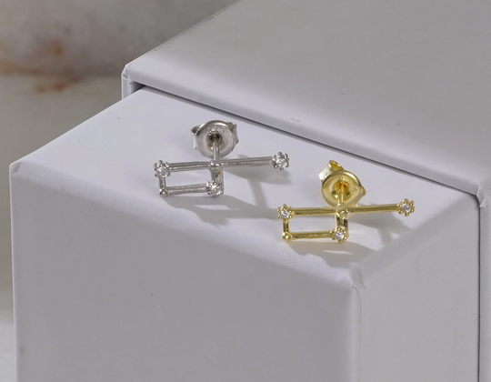 Gemini Earring, Zodiac Constellation Earrings, Studs, Astrology Horoscope Earring