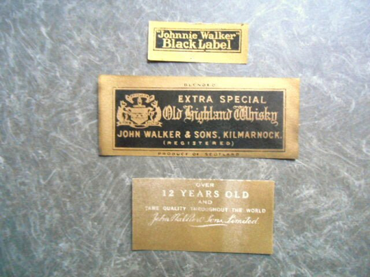 Rare 1908 Johnnie Walker Blended Old Highland Extra Special Black Whisky Labels