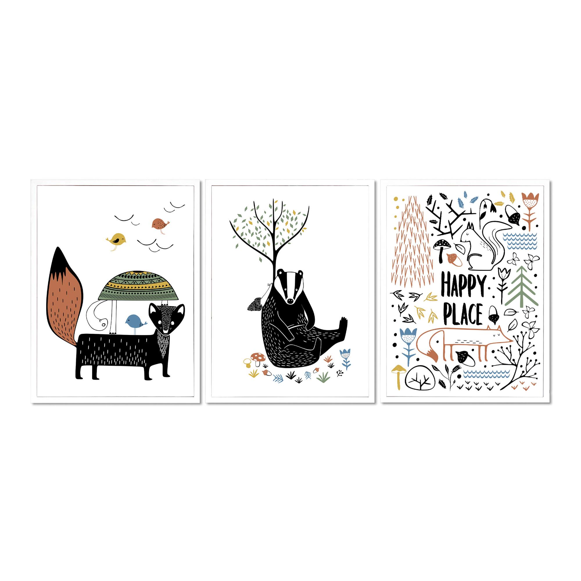 Forest Happy Place By Milica Apostolovic Wall Art 3 Piece: Multi by World Market