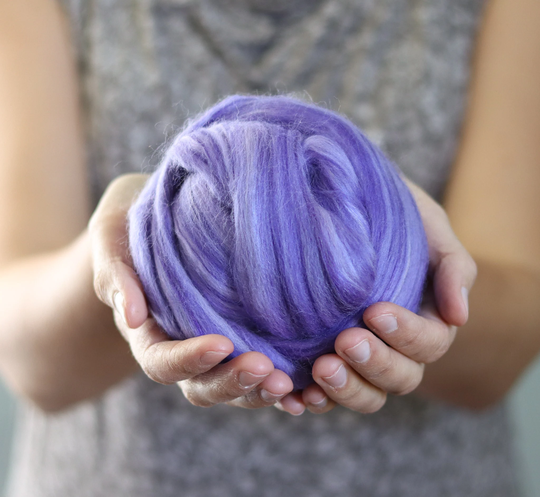 Merino Wool/Silk Blend Roving in Lavender Field, Needle Felting, Wet Nuno Weaving, Arm Knitting, Chunky Yarn, Dhg