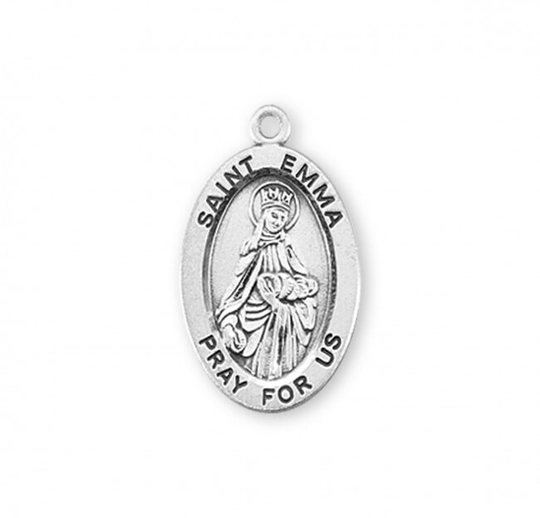 Catholic Patron Saint Emma Oval Sterling Silver Medal Hand Made New