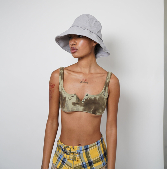 Women's Gray Canvas Bucket Hat