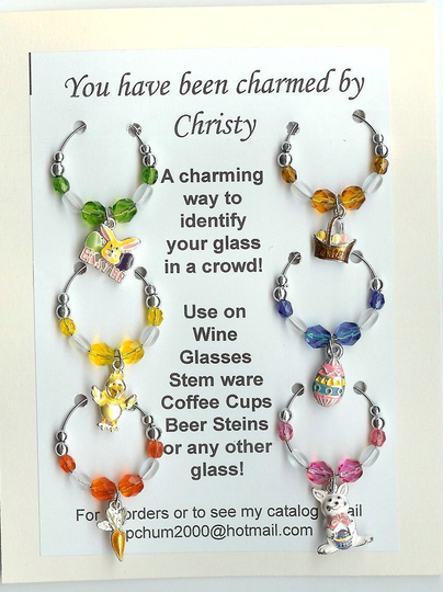 Easter Theme Wine Charms with Pouch D