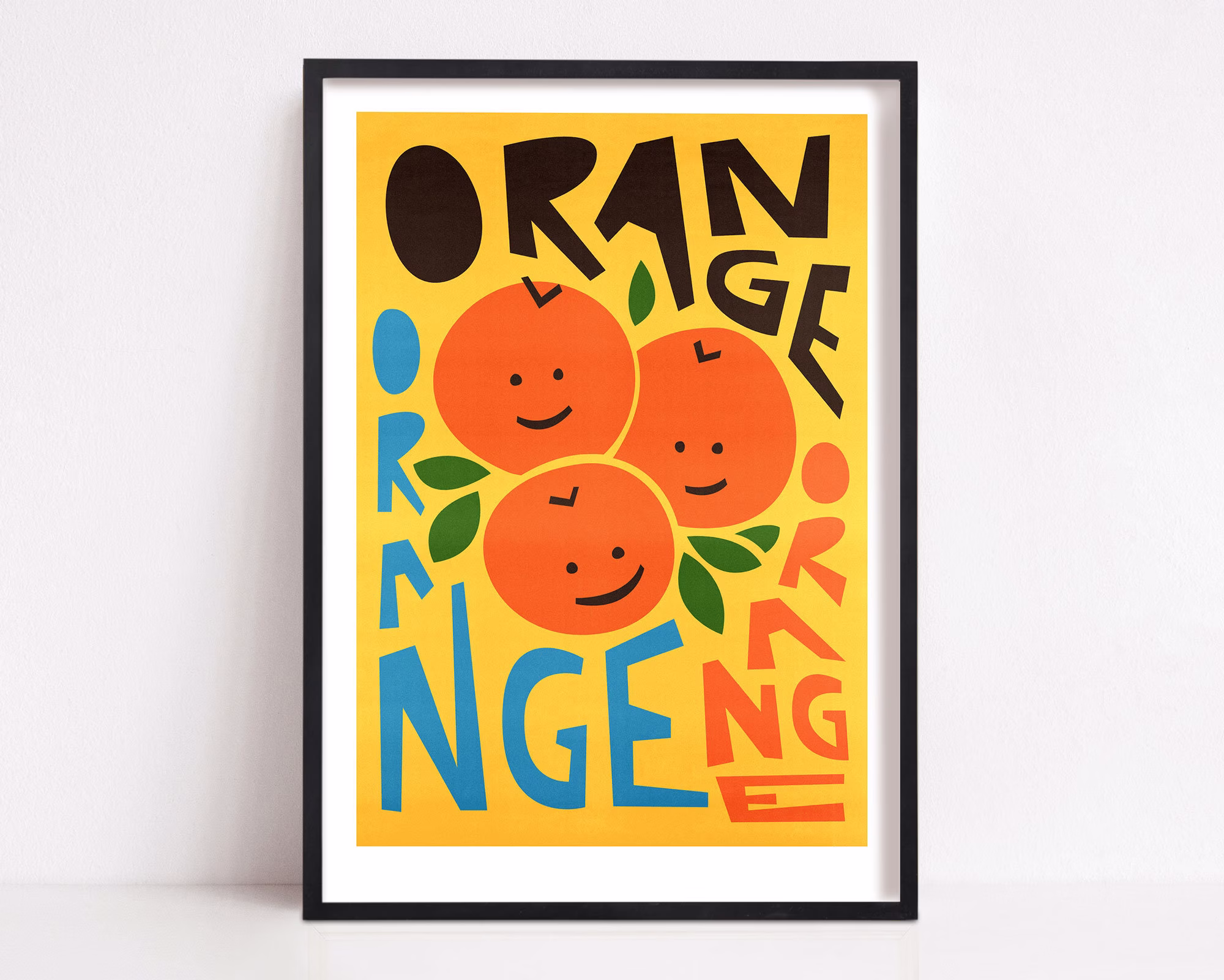 Orange Print, Fruit Art, Retro Kitchen Poster, Mid Century Modern, Decor, Housewarming Gift, Foodie Bright Art For Home