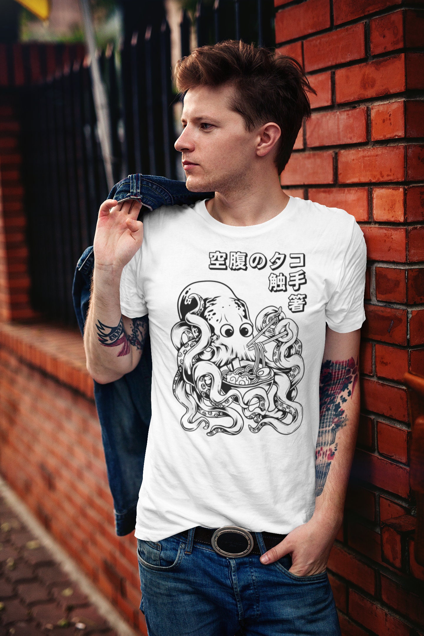 Ramen Noodles - Noodle T Shirt Full Art Original Handmade Design Octopus Graphic