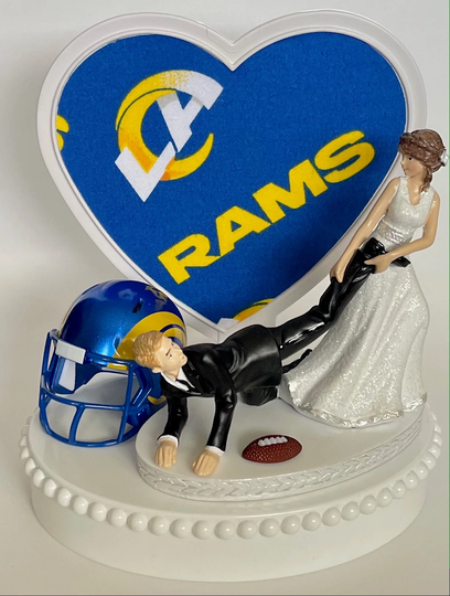 Wedding Cake Topper Los Angeles Rams Football Themed One-Of-A-Kind Humorous Groom's Top La Sports Fans Funny Bridal Shower Gift Idea