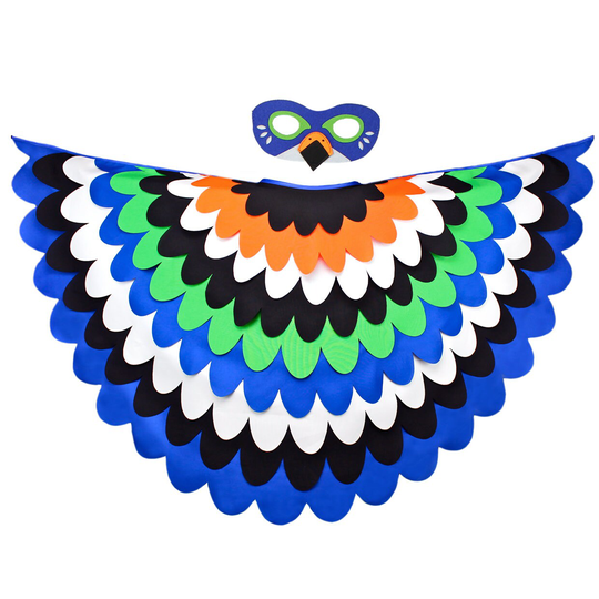 Boys Blue Bird Cape Kids Owl Costume With Wings & Mask