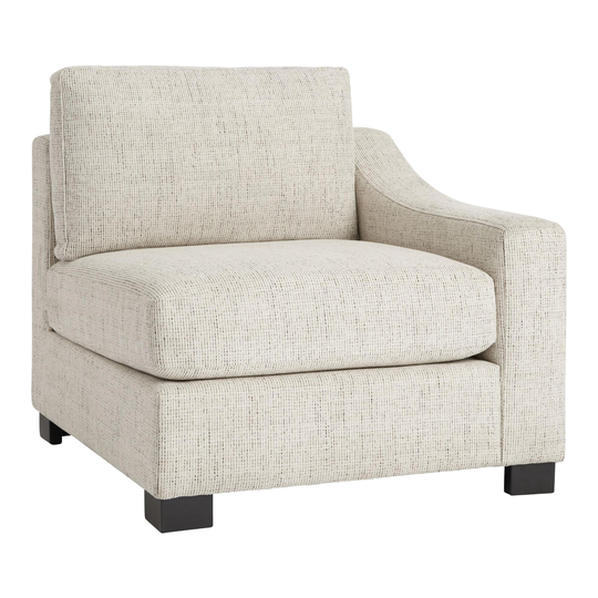 Cream Slope Arm Hayes Modular Sectional Right End Chair: White - Polyester by World Market