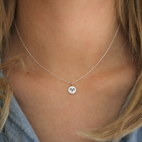 Zodiac Jewelry, Silver Aries Necklace, Sign Pendant, Gifts For April Birthday, Astrology Symbols Charm