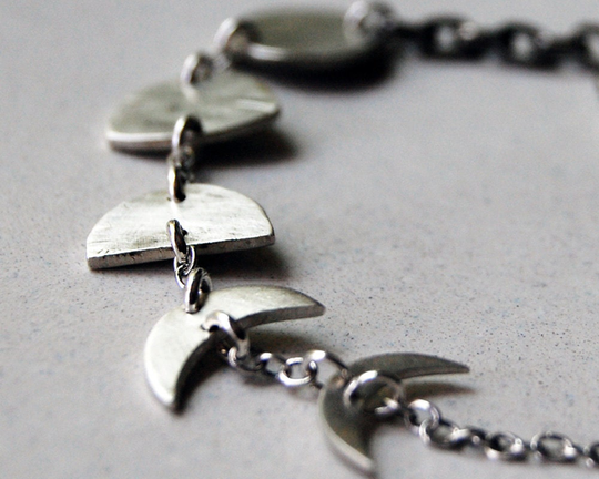 Mini Moon Phase Bracelet Five Hand-Cut Phases & Cycle Shapes