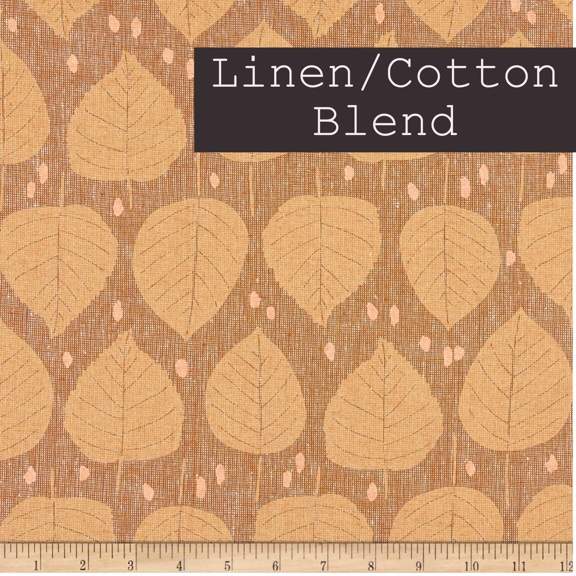 Aspen Leaves in Roasted Pecan - Quarry Trail Anna Graham For Robert Kaufman Fabrics 55/45% Linen Cotton Blend Quilting Fabric